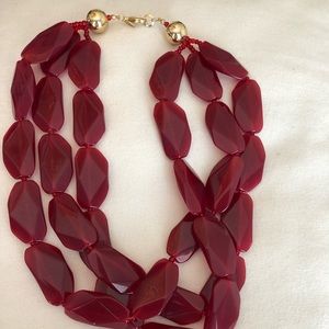 Anthropologie red statement necklace